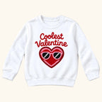 Coolest Valentine — Red Heart with Pink Sunglasses — garment mockup or size chart