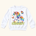 Personalized Unicorn — Rainbow Unicorn with Butterflies — garment mockup or size chart