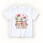 Personalized Cactus — Two Cute Cacti with Pink Hearts — garment mockup or size chart