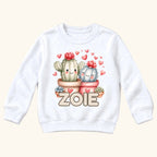 Personalized Cactus — Two Cute Cacti with Pink Hearts — garment mockup or size chart