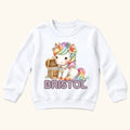 Personalized Unicorn — Rainbow Unicorn and Treasure Chest — garment mockup or size chart