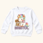 Personalized Unicorn — Rainbow Unicorn and Treasure Chest — garment mockup or size chart