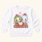 Personalized Cactus — Two Cacti Holding a Pink Heart — garment mockup or size chart