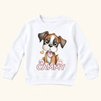 Personalized Puppy — Cute Dog with Pink Heart Collar — garment mockup or size chart