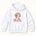 Personalized Unicorn — Floral Rainbow Mane Red Glasses — garment mockup or size chart