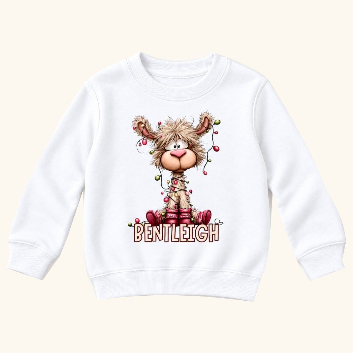 Personalized Christmas Llama — garment mockup or size chart