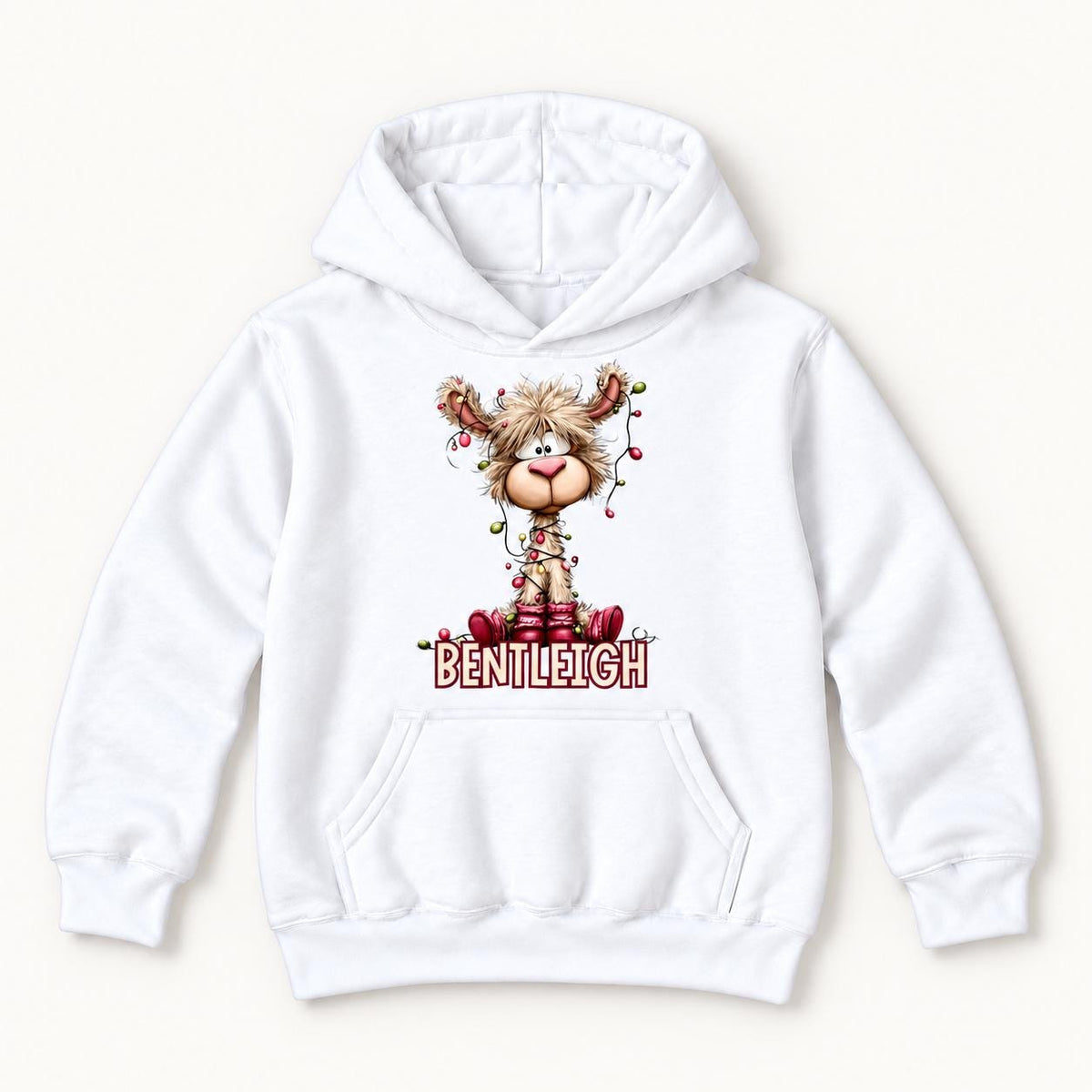 Personalized Christmas Llama — garment mockup or size chart