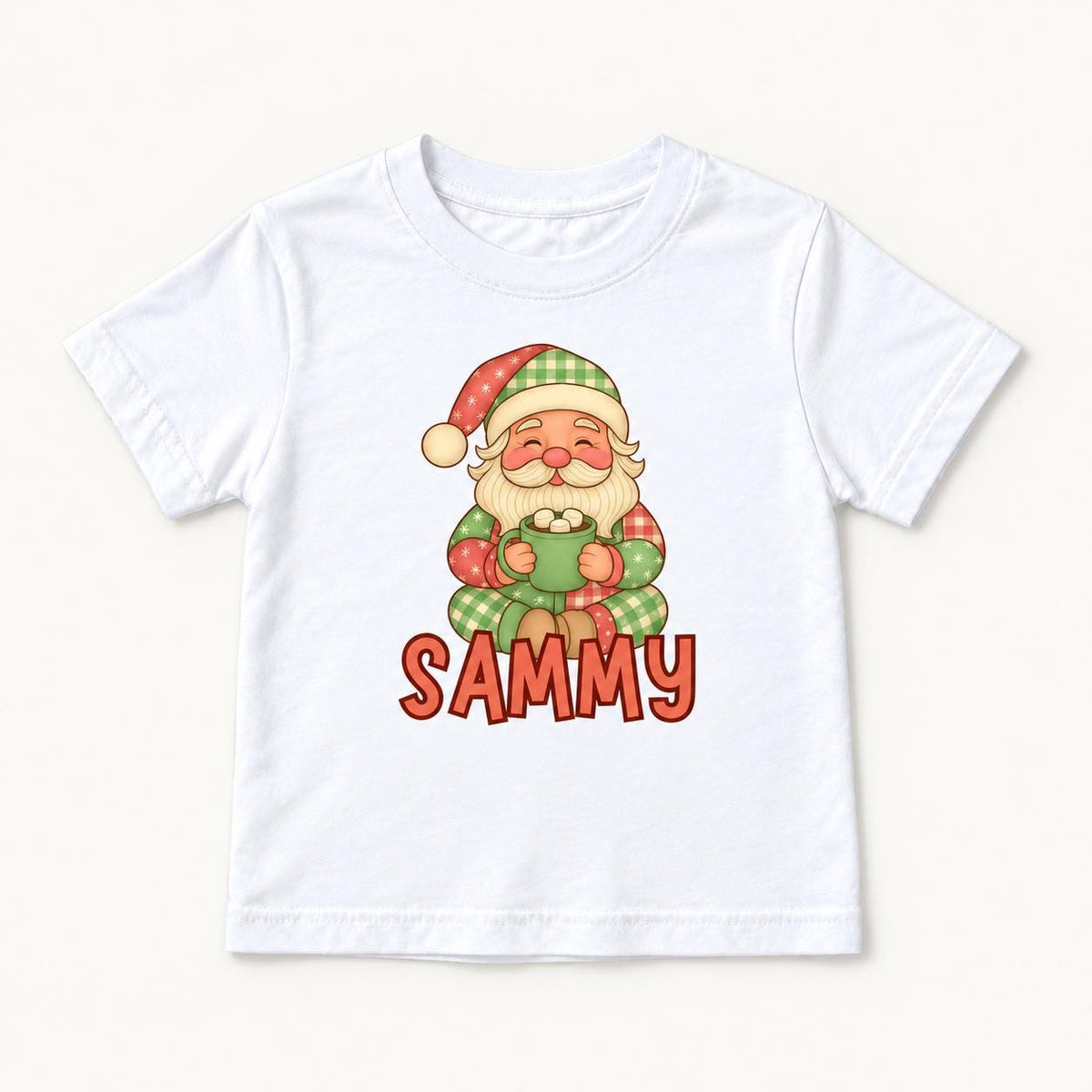 Personalized Santa Cocoa — garment mockup or size chart