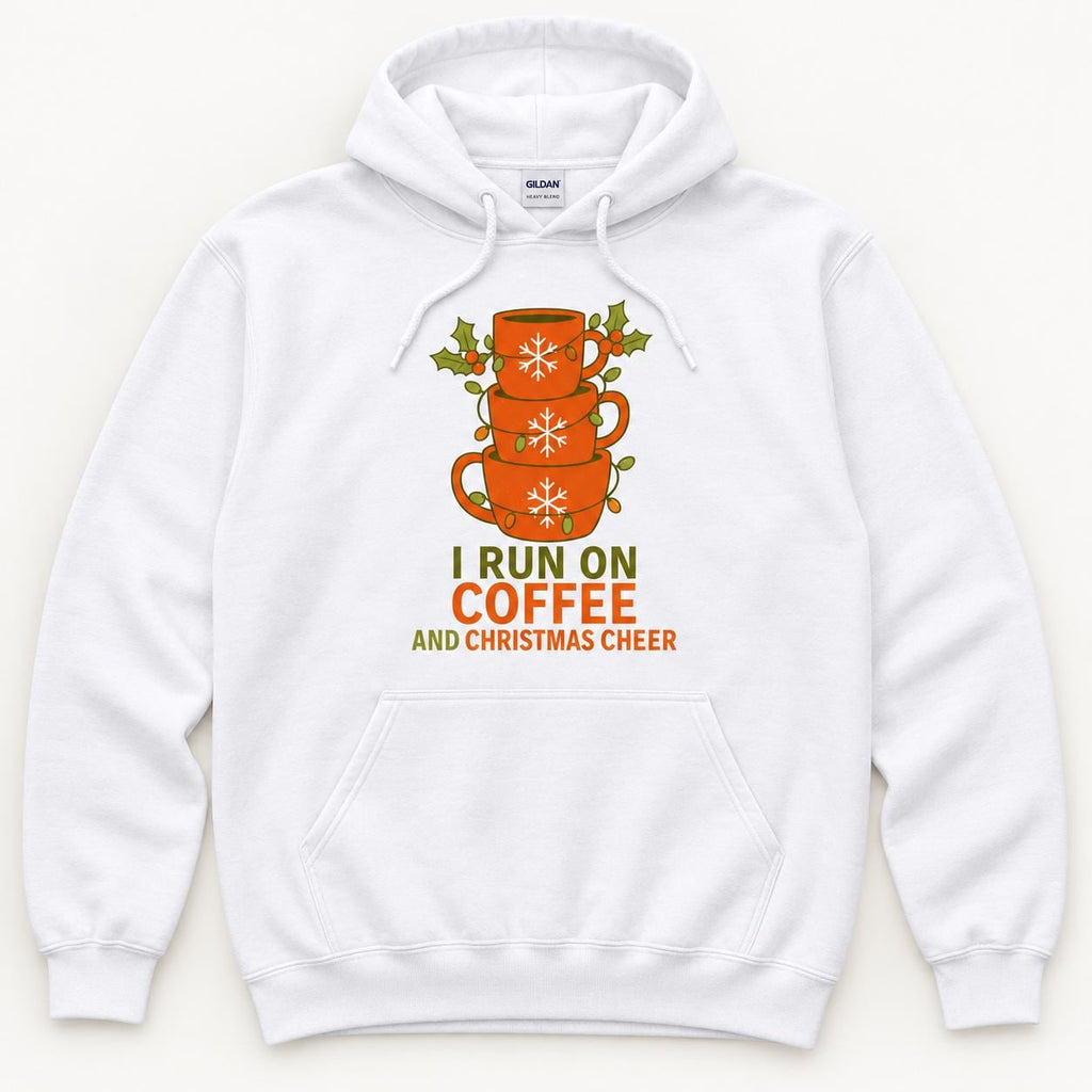 I Run on Coffee and Christmas Cheer — garment mockup or size chart