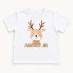 Personalized Reindeer Face — garment mockup or size chart