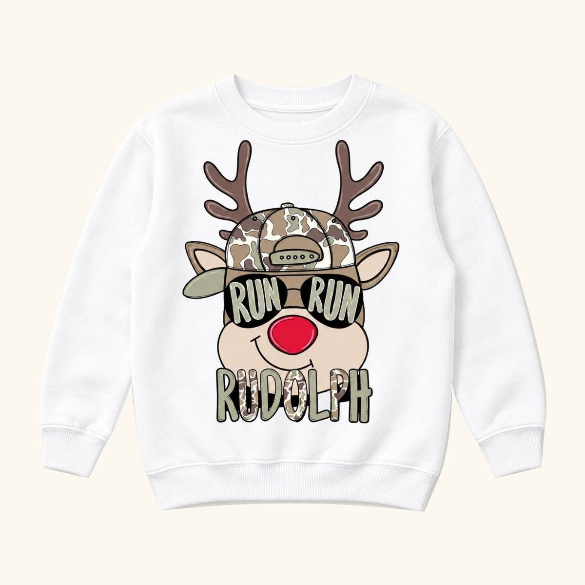 Run Run Rudolph — garment mockup or size chart