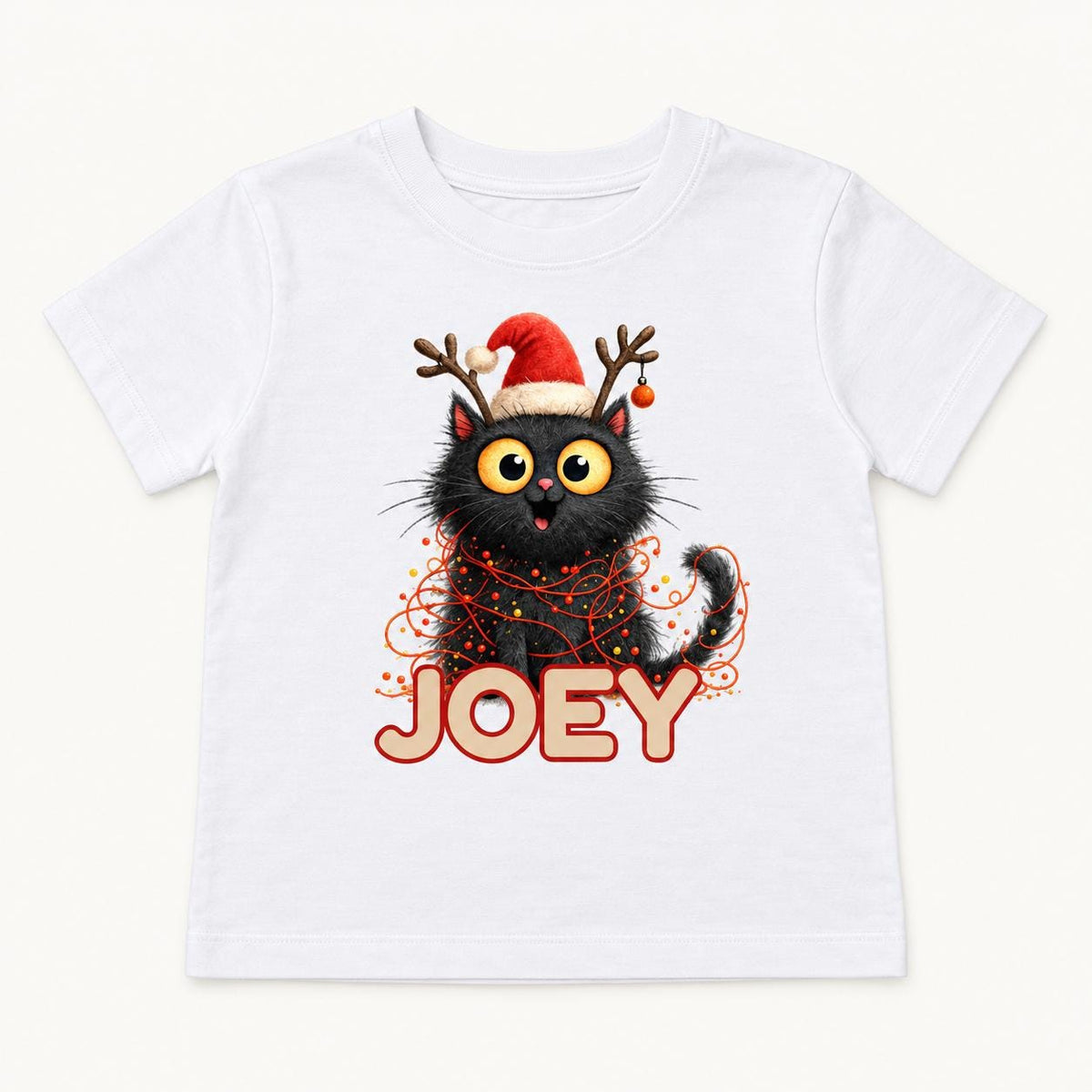 Personalized Santa Reindeer Cat — garment mockup or size chart