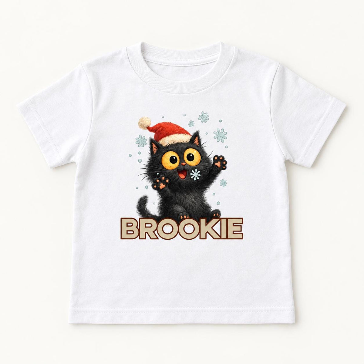 Personalized Christmas Snow Cat — garment mockup or size chart