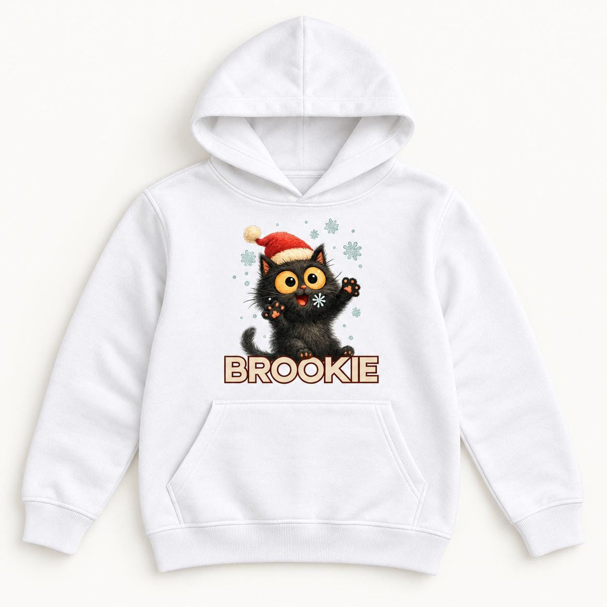 Personalized Christmas Snow Cat — garment mockup or size chart