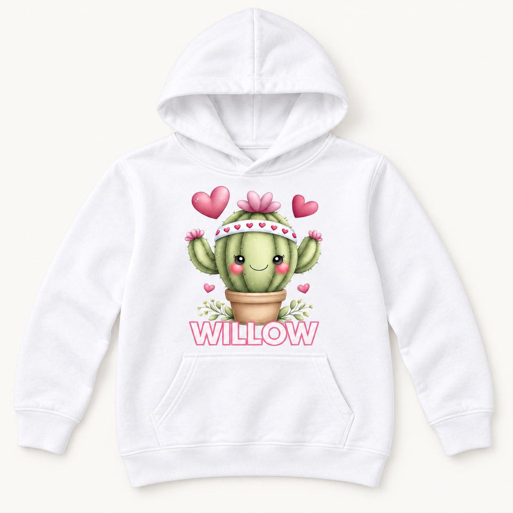 Personalized Cactus — Pink Hearts Succulent Custom Name Graphic — garment mockup or size chart