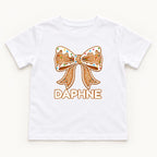 Personalized Gingerbread Bow — garment mockup or size chart