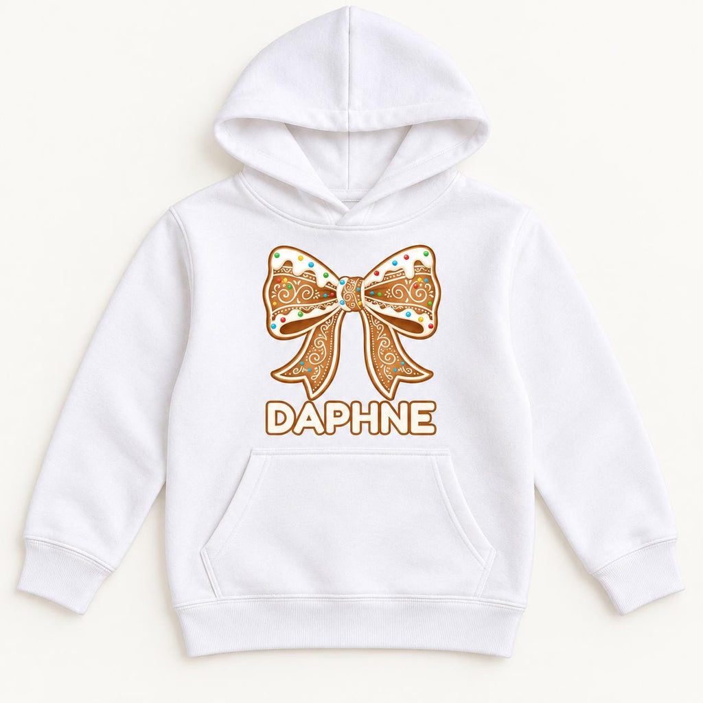 Personalized Gingerbread Bow — garment mockup or size chart