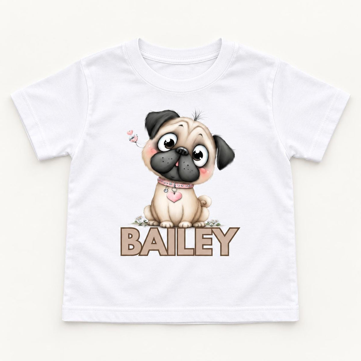 Personalized Pug Puppy — garment mockup or size chart