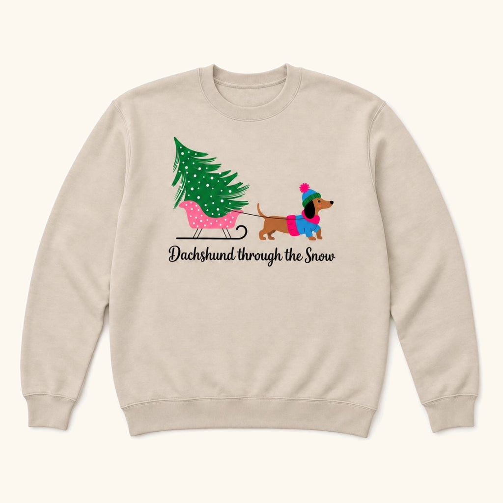 Dachshund Through the Snow Christmas — garment mockup or size chart