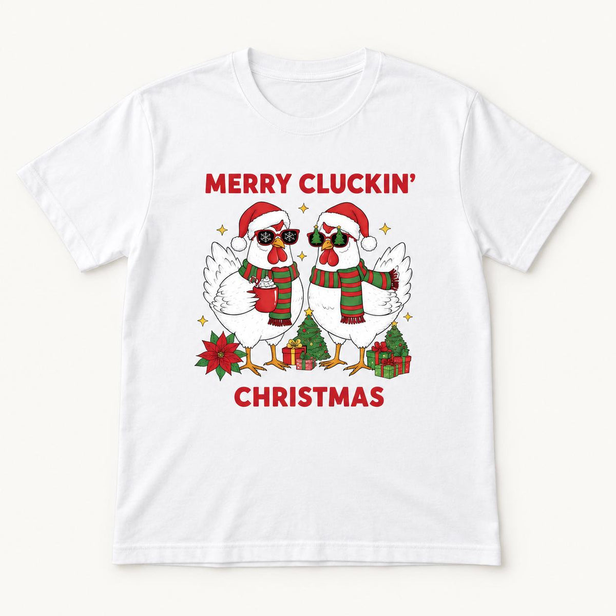 Merry Cluckin Christmas — garment mockup or size chart