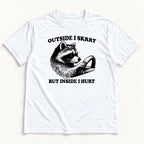 Outside I SKRRT But Inside I Hurt Raccoon — garment mockup or size chart