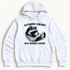 Outside I SKRRT But Inside I Hurt Raccoon — garment mockup or size chart
