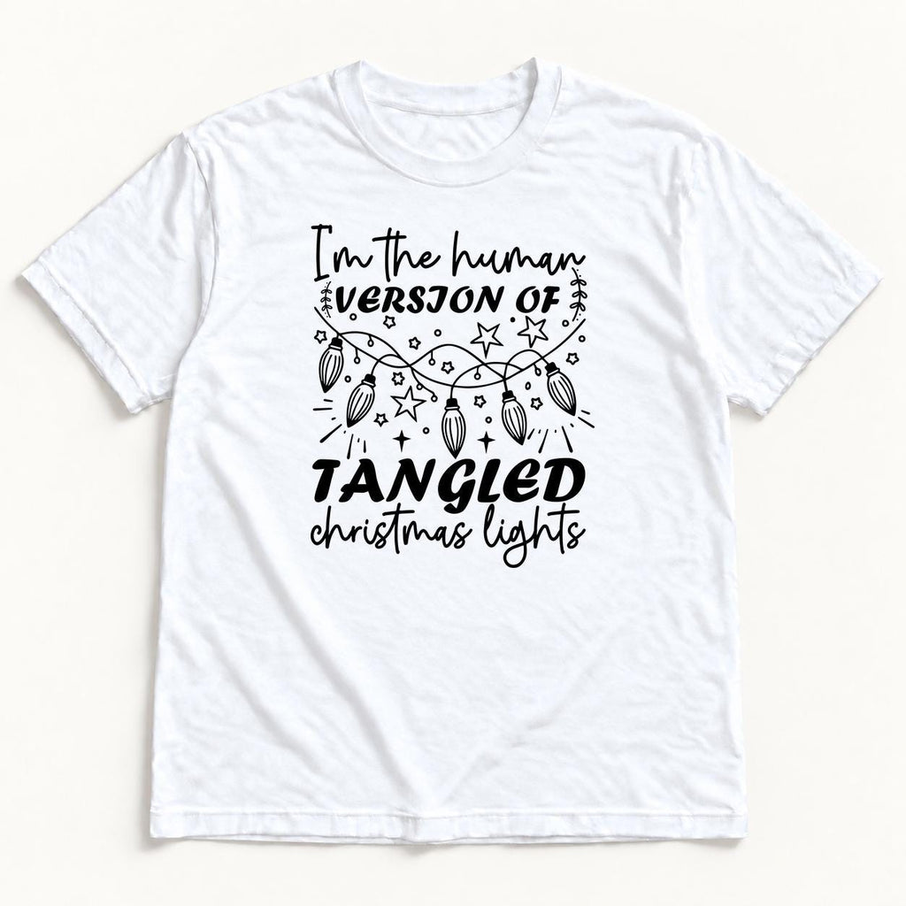 Tangled Christmas Lights — garment mockup or size chart
