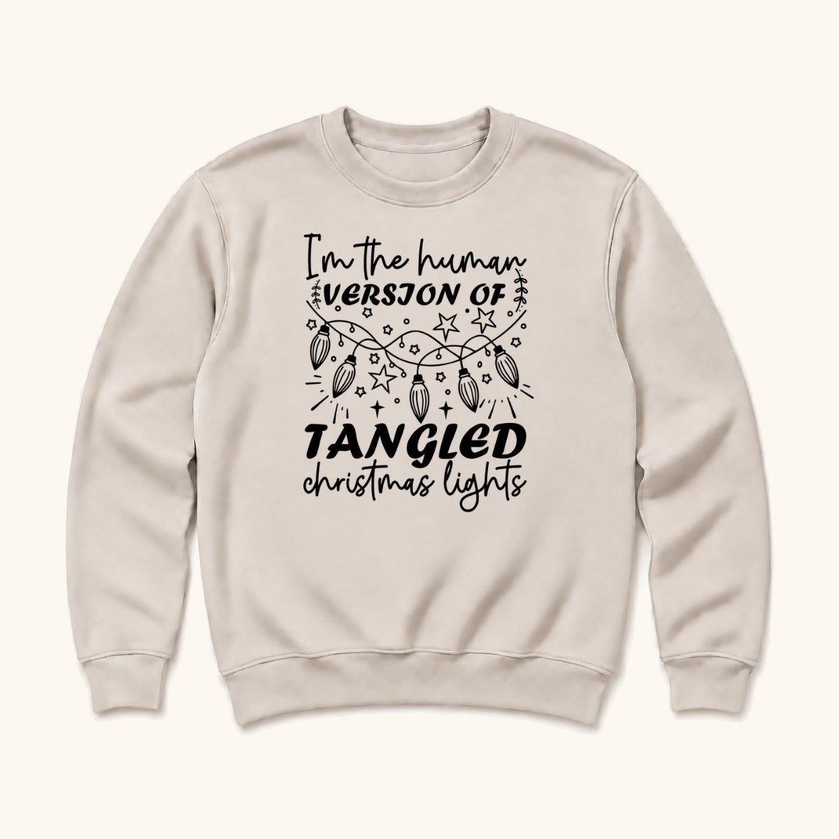 Tangled Christmas Lights — garment mockup or size chart