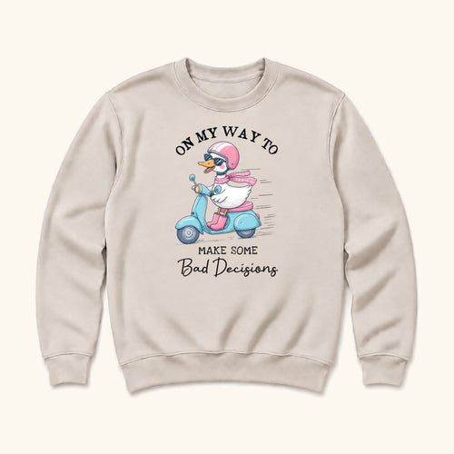 Bad Decisions Goose — garment mockup or size chart