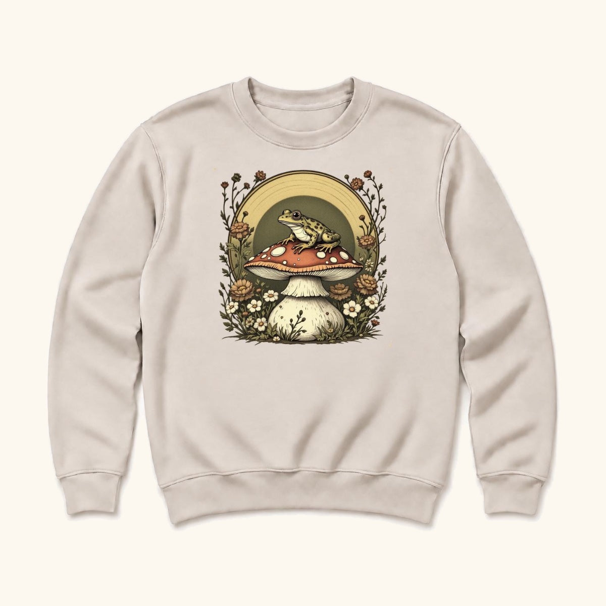 Frog on Mushroom — garment mockup or size chart
