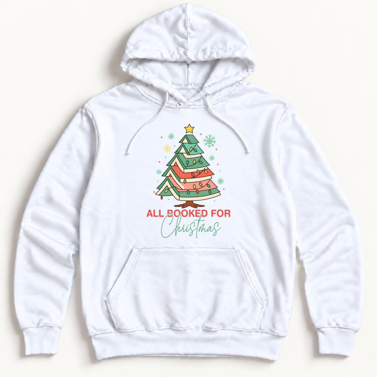 All Booked for Christmas — garment mockup or size chart