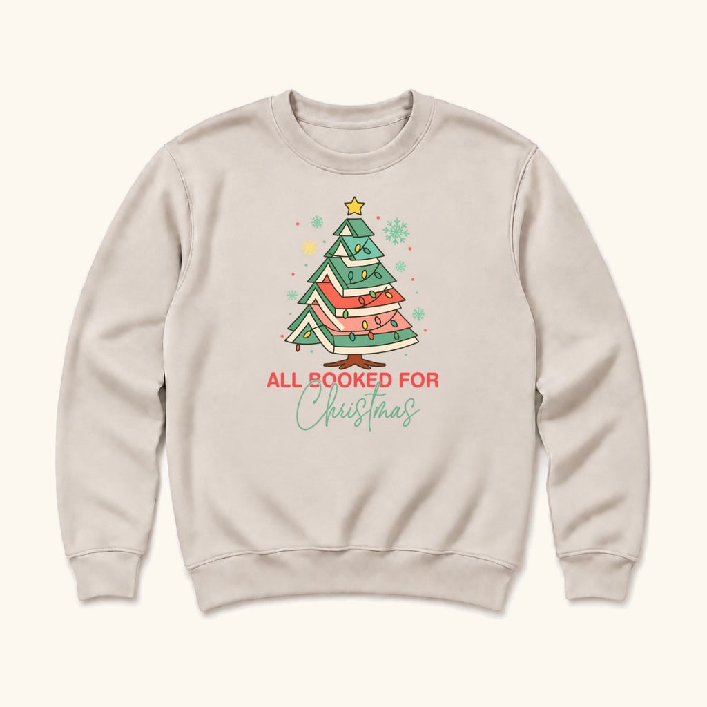 All Booked for Christmas — garment mockup or size chart