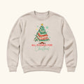 All Booked for Christmas — garment mockup or size chart