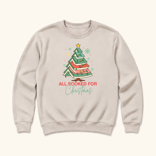 All Booked for Christmas — garment mockup or size chart