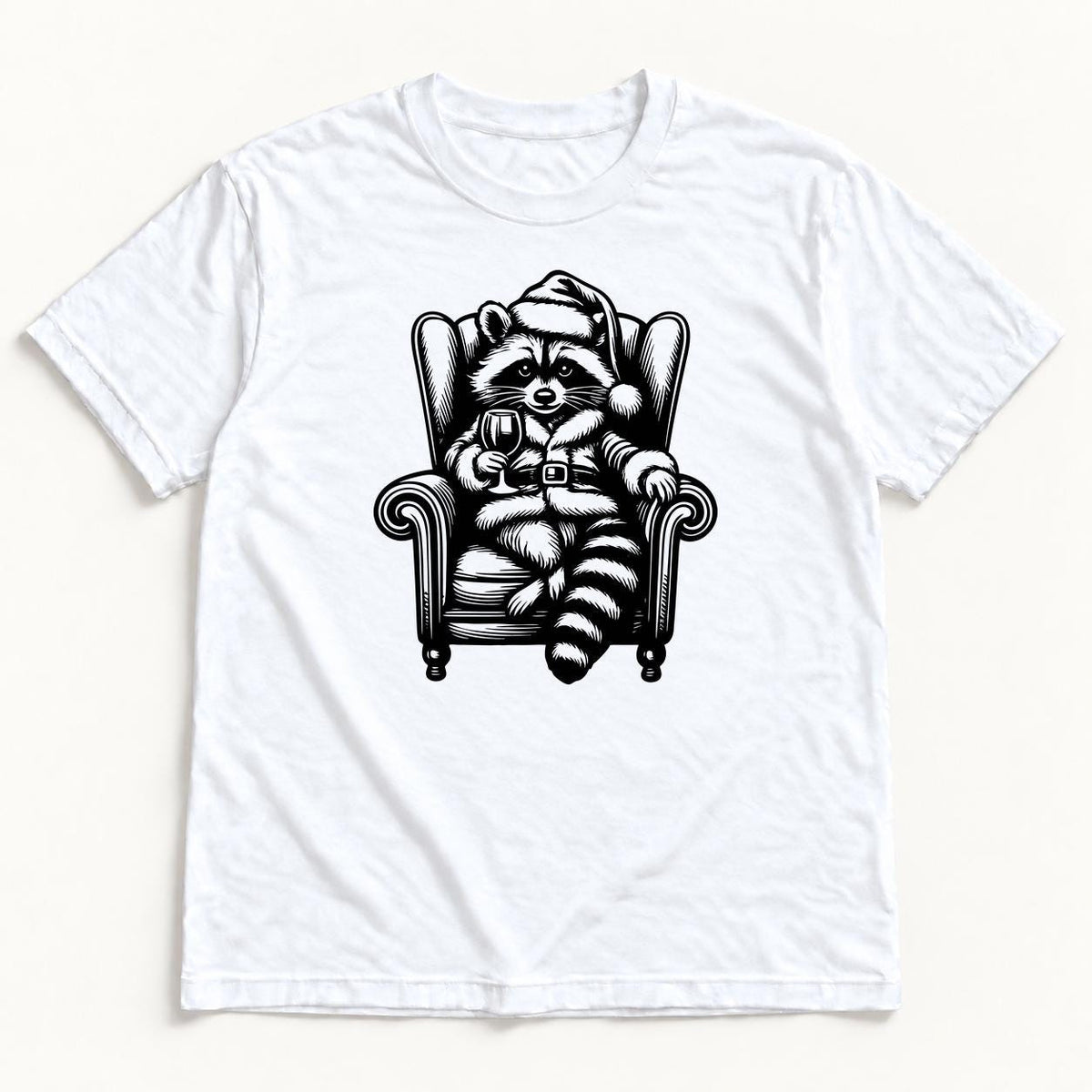 Santa Raccoon — garment mockup or size chart