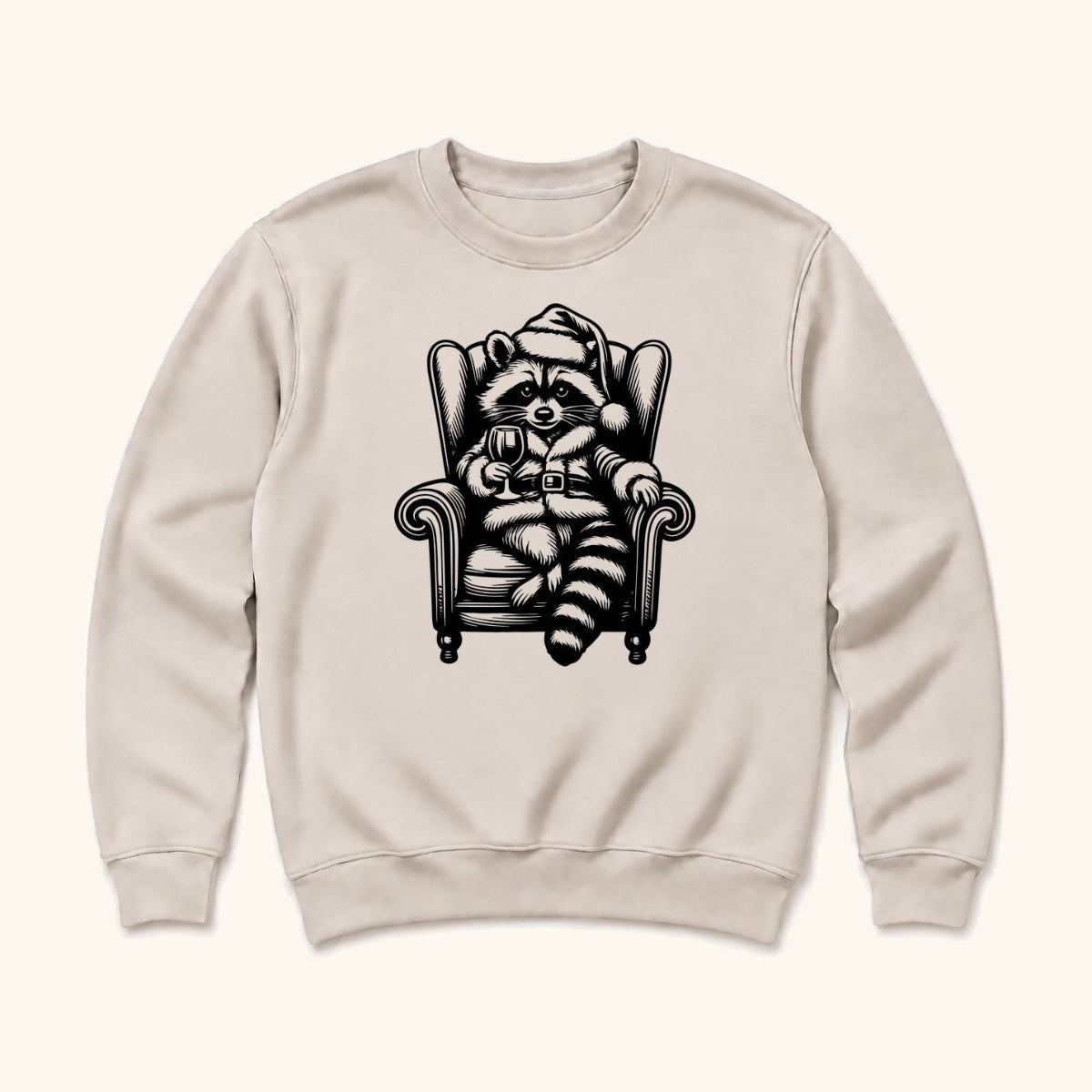Santa Raccoon — garment mockup or size chart