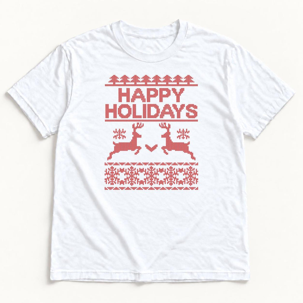 Happy Holidays Reindeer — garment mockup or size chart