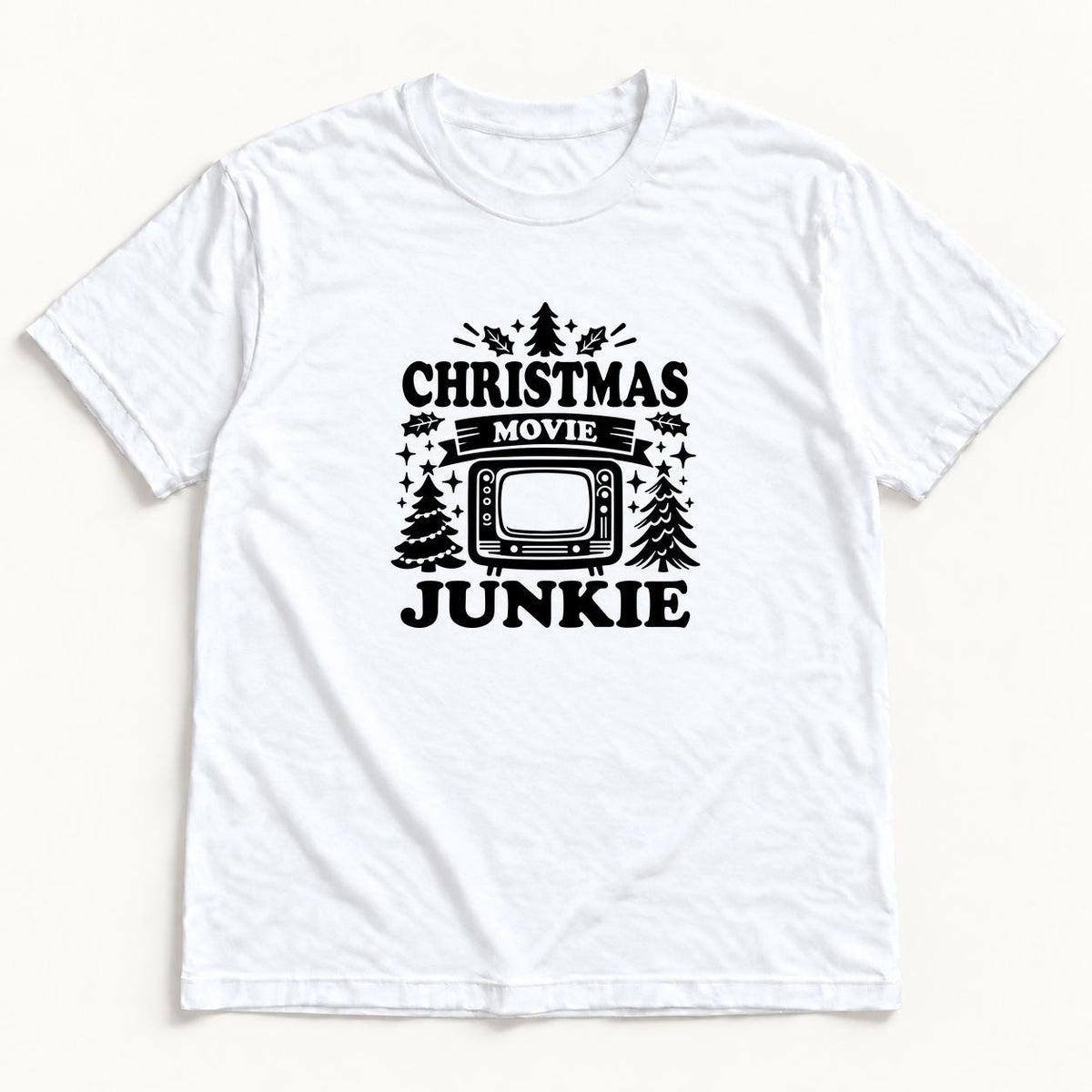 Christmas Movie Junkie — garment mockup or size chart