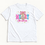 Merry Christmas Pink Leopard Bow — garment mockup or size chart