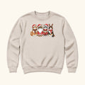 Four Christmas Cats — Santa Hats and Reindeer Antlers Cat Graphic — garment mockup or size chart