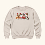 Four Christmas Cats — Santa Hats and Reindeer Antlers Cat Graphic — garment mockup or size chart