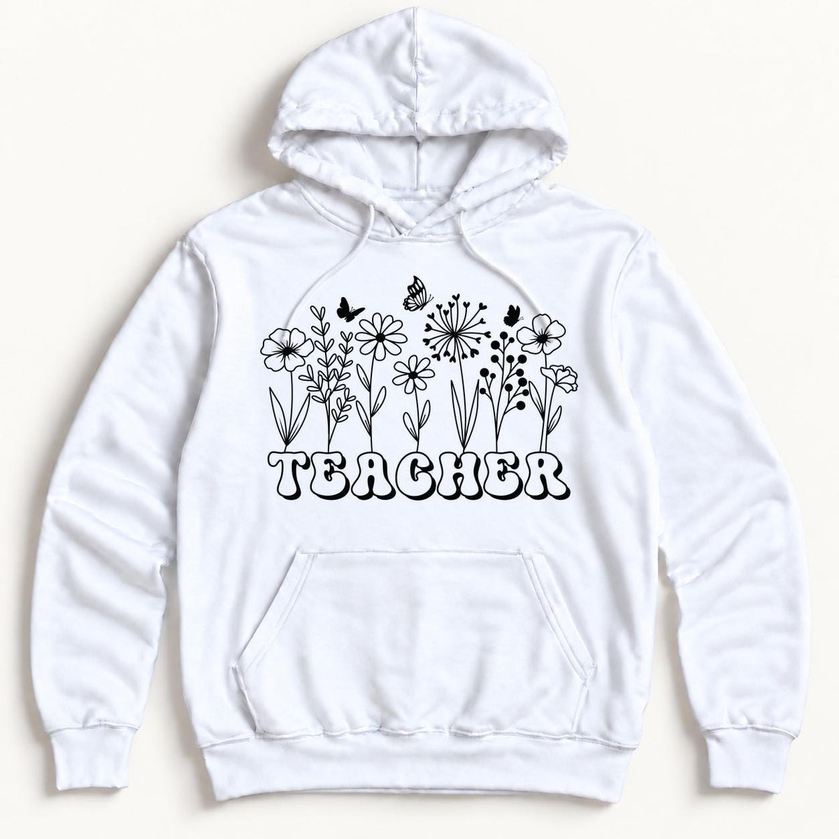 Teacher Flower — garment mockup or size chart