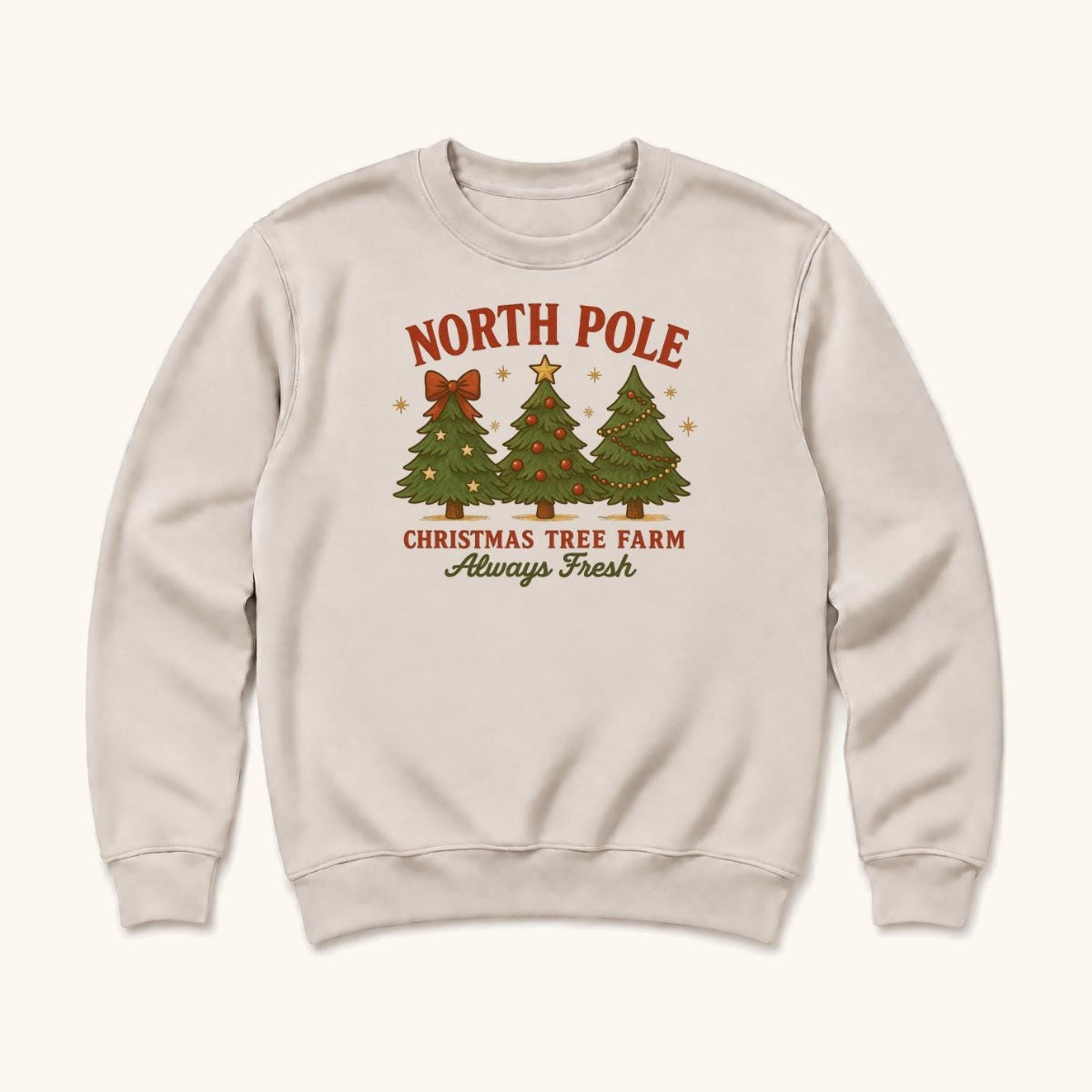North Pole Christmas Tree Farm — garment mockup or size chart