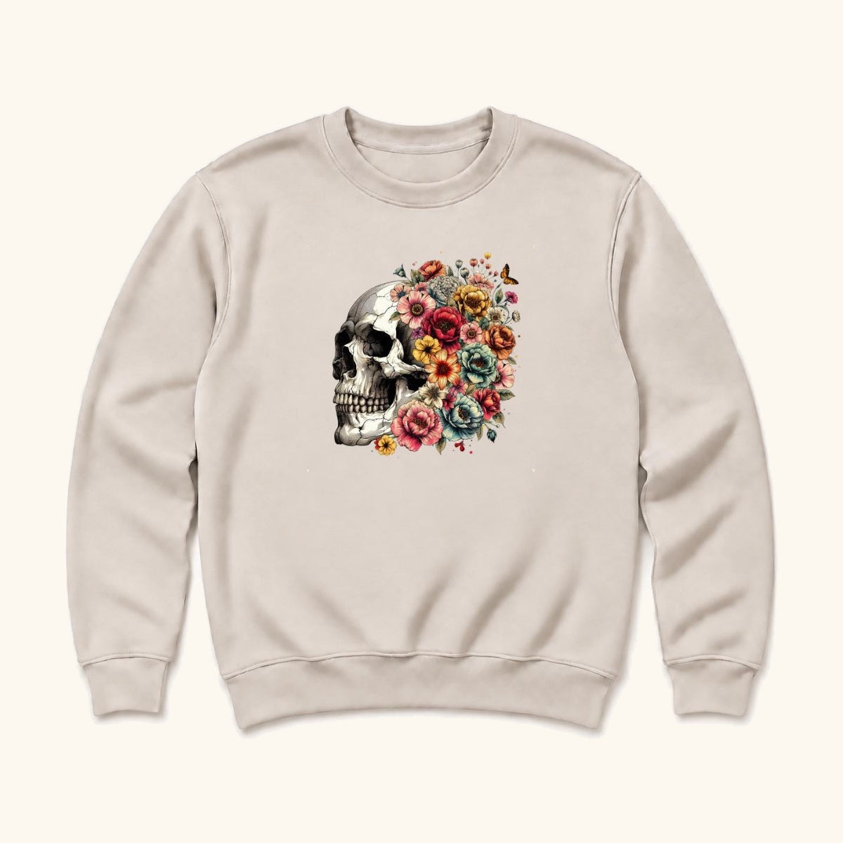 Floral Skull — garment mockup or size chart