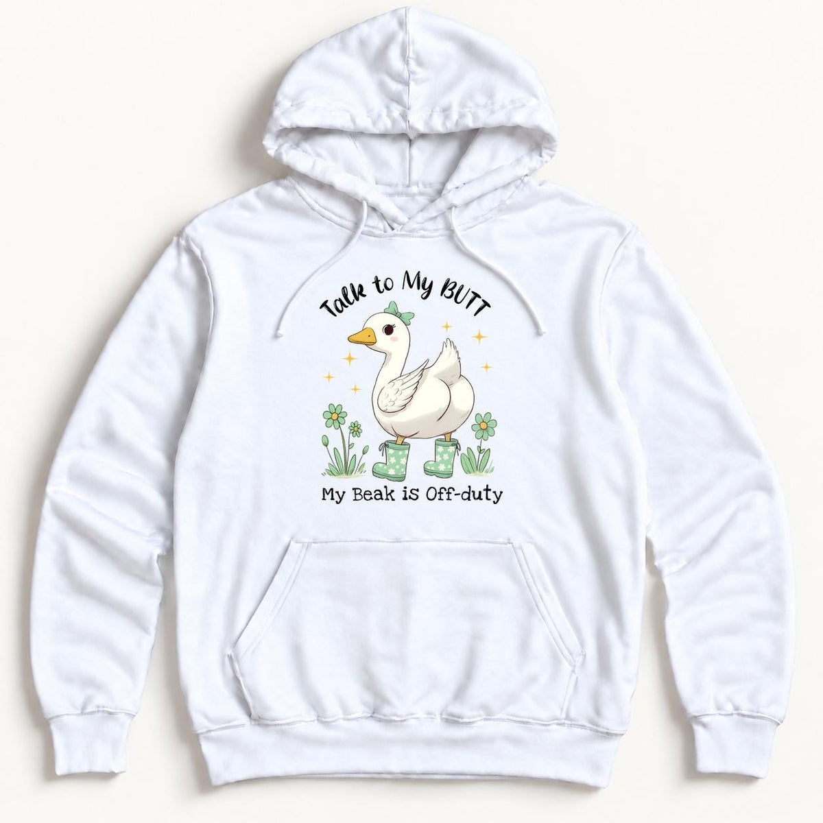 Talk to My Butt Goose — garment mockup or size chart