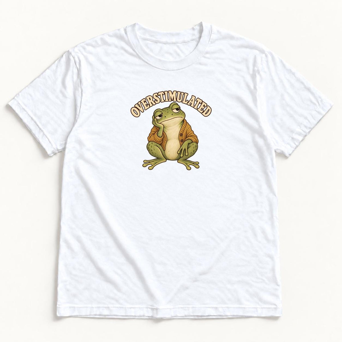Overstimulated Frog — garment mockup or size chart