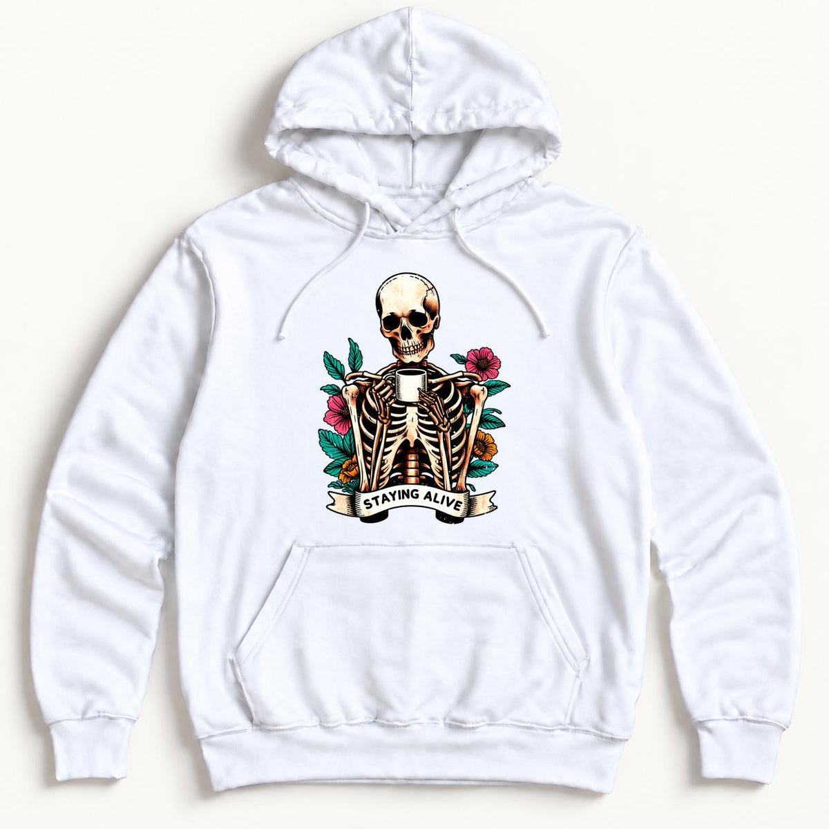 Staying Alive Skeleton — garment mockup or size chart