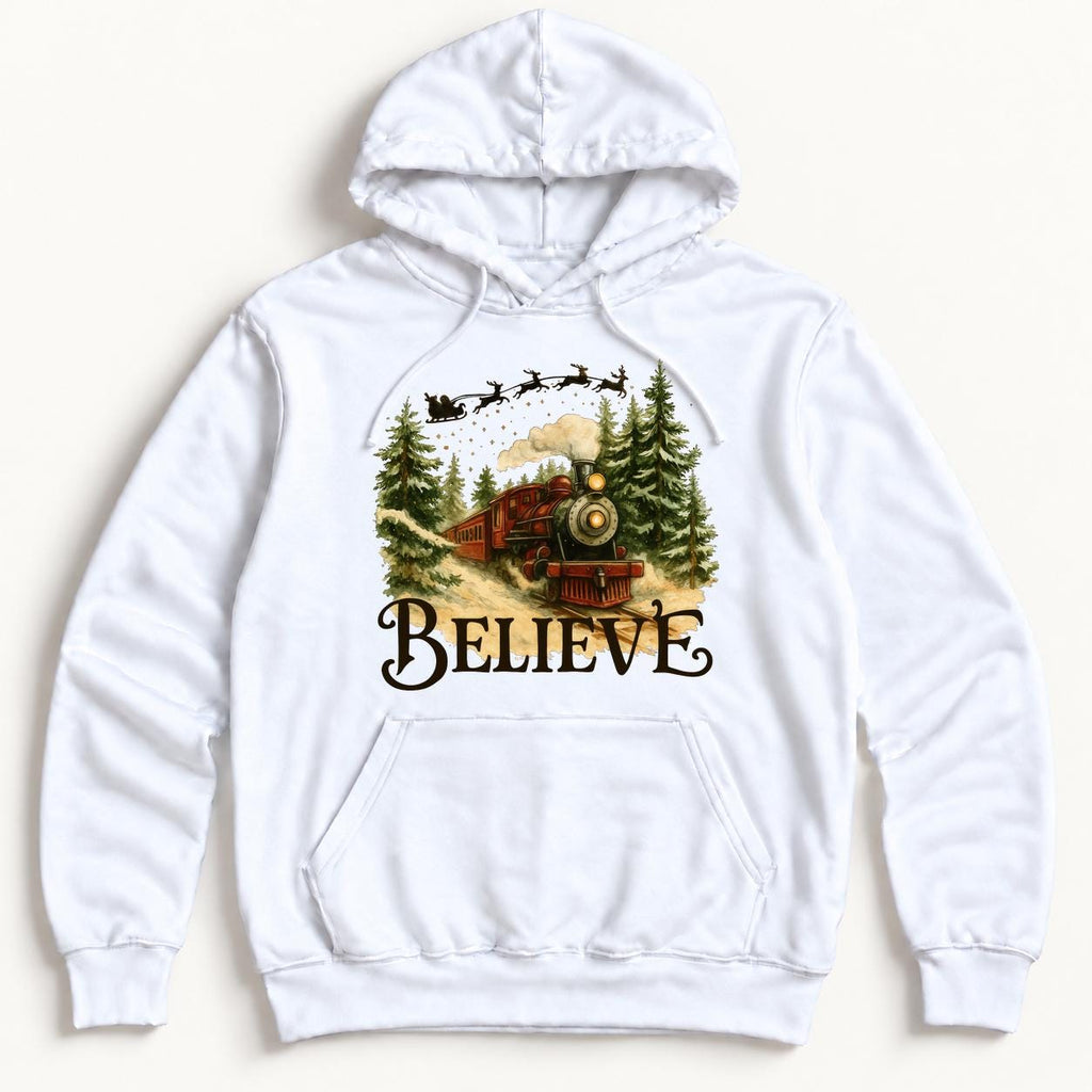 Believe Christmas Train — garment mockup or size chart