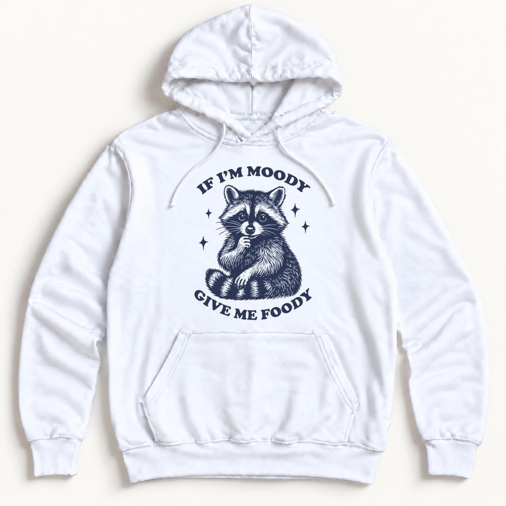 If I'm Moody Give Me Foody Raccoon — garment mockup or size chart