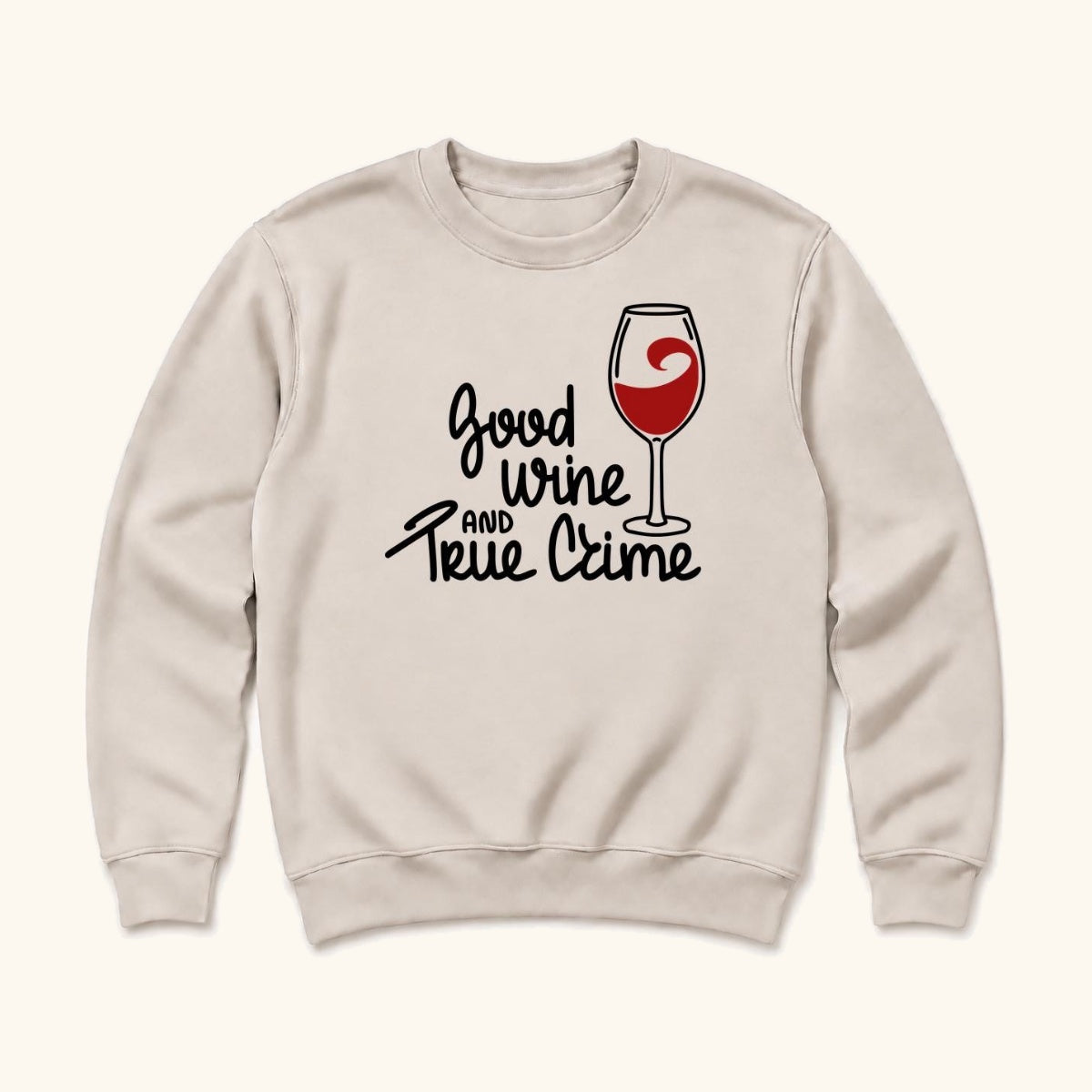 Good Wine and True Crime — garment mockup or size chart